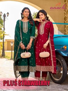 Aanchi plus strawberry 3pcs kurtis wholesale shop in pune - wholesale export
